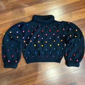 Farm Rio Pom Pom Sweater - black, size Medium